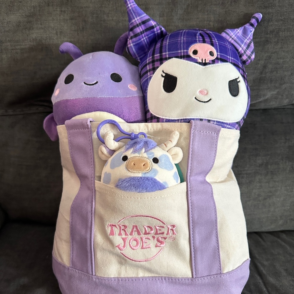 Trader Joe's mini lavender tote: Easter basket w/ Squishmallows!
